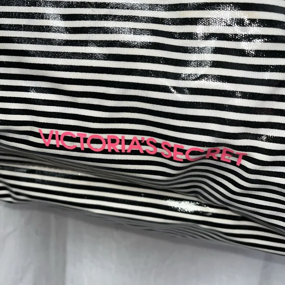Victoria's Secret Black & White Striped PVC Tote Bag